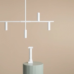 LUSTRA TREVO, 6 BRATE, 86 CM, ALBA, DIN METAL, STIL MODERN - Img 4