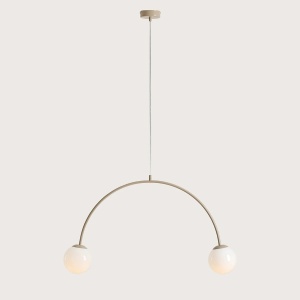 LUSTRA UNA, 2 BRATE, 250 CM, BEJ, DIN STICLA SI METAL, STIL MODERN