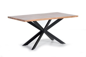 MASA DINING 200CM 6164, MARO/NEGRU, LEMN MASIV DE ACACIA SI METAL, GINER Y COLOMER