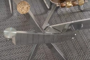 MASA DINING AGIS II, 140 CM, TRANSPARENT/CROM, BLAT DIN STICLA SECURIZATA SI METAL, STIL MODERN - Img 8