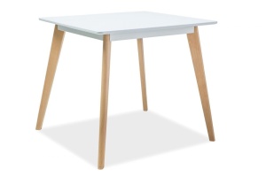 MASA DINING DECLAN II, 80x80, ALB/FAG, DIN LEMN MASIV DE FAG SI MDF, DESIGN MODERN, SIGNAL - Img 2