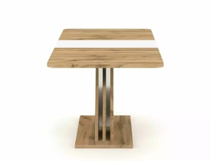 MASA DINING EXTENSIBILA EXEL, 140/180 CM, STEJAR WOTAN/ALB MAT, DIN PAL LAMINAT, STIL MODERN - Img 6