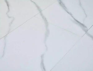 MASA DINING EXTENSIBILA GASTON, 100/135 CM, EFECT DE MARMURA ALBA/NEGRU, BLAT DIN MDF SI PICIOARE DIN METAL, STIL MODERN - Img 5