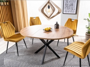 MASA DINING EXTENSIBILA GASTON, 100/135 CM, STEJAR ARTISAN/NEGRU, BLAT DIN MDF SI PICIOARE DIN METAL, STIL MODERN - Img 2