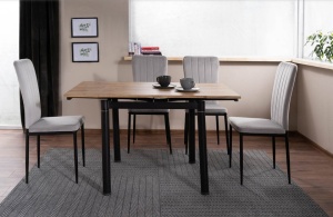 MASA DINING EXTENSIBILA GD-082, STEJAR/NEGRU MAT, 80(131)X80, DIN MDF, FURNIR SI METAL, STIL MODERN, SIGNAL - Img 2
