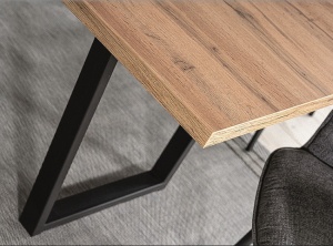 MASA DINING EXTENSIBILA VITO, 140/180 CM, STEJAR ARTISAN/NEGRU, BLAT DIN MDF, FURNIR SI PICIOARE DIN METAL, STIL MODERN - Img 5
