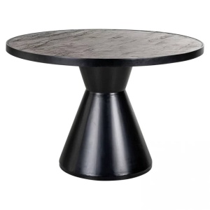 MASA DINING RUSSELL, 120 CM, MARO/NEGRU, DIN FURNIR DE PIATRA SI METAL, RICHMOND INTERIORS
