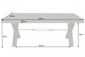 MASA DINING, THOR 200CM, COD 40442, METAL SI LEMN PIN GRI, DESIGN INDUSTRIAL - Img 7