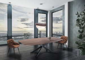 MASA ELEGANTA EXTENSIBILA 160/210CM, HICS DARK, COD 3291, STIL MODERN, REALIZATA DIN METAL SI MDF
