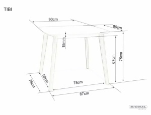 MASA LIVING/DINING TIBI, 90 CM, ALB/STEJAR, BLAT DIN MDF SI PICIOARE DIN LEMN, STIL MODERN - Img 3