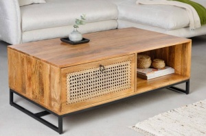MASUTA DE CAFEA 120CM, VIENNA, DIN MDF, RATAN SI METAL, COD 41739