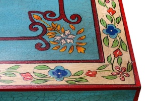 MASUTA DE CAFEA 46x90CM, MULTICOLOR/AURIU, DIN LEMN DE MANGO SI METAL, STIL VINTAGE - Img 2