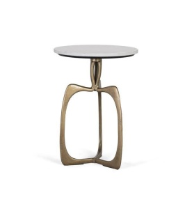 MASUTA DE CAFEA 55 CM, ALB/AURIU, BLAT DIN MARMURA SI METAL, STIL RETRO