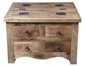 MASUTA DE CAFEA 70CM, IRON CRAFT, LEMN MASIV DE MANGO, STIL RUSTIC UNICAT - Img 3
