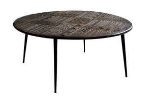 MASUTA DE CAFEA 75CM, HIEROGLYPH, MARO/NEGRU, DIN LEMN DE MANGO SI METAL, STIL VINTAGE