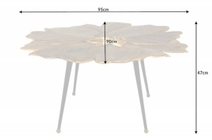 MASUTA DE CAFEA 95CM, GINGKO, DIN METAL NEGRU/AURIU - Img 5
