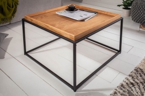 MASUTA DE CAFEA, ELEMENTS 60CM DIN METAL SI BLAT DIN FURNIR LEMN STEJAR