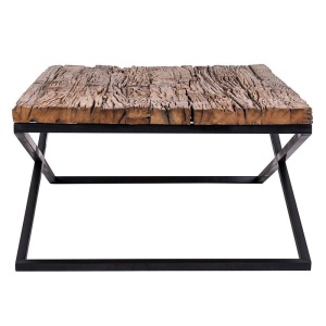 MASUTA DE CAFEA KENSINGTON, NEGRU/NATURAL, DIN LEMN MASIV SI METAL, STIL INDUSTRIAL, B2 - Img 3