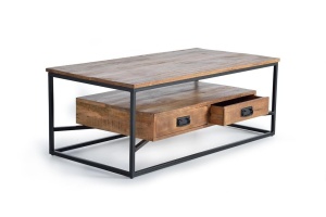 MASUTA DE CAFEA MOON 120CM, MARO/NEGRU, DIN LEMN DE MANGO SI METAL, STIL MODERN - Img 3