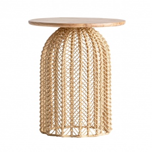 MASUTA DE CAFEA PLISSÉ REF. 28399, DIN LEMN MASIV DE MAHON, RATTAN SI METAL, STIL MODERN VIC