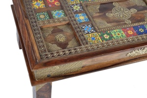 MASUTA DE CAFEA YORK 120CM, MARO/MULTICOLORA, DIN LEMN DE TRANDAFIR, STIL VINTAGE - Img 7