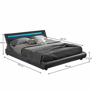PAT MATRIMONIAL CU ILUMINARE LED FELINA, NEGRU, STIL MODERN, TK - Img 2