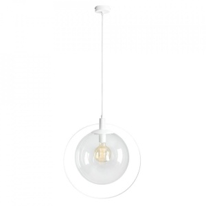 PENDUL AURA, 120 CM, ALB, DIN STICLA SI METAL, STIL MODERN