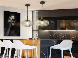 PENDUL NORMA, 30 CM, NEGRU MAT/TRANSPARENT, DIN METAL SI STICLA, STIL MODERN - Img 2