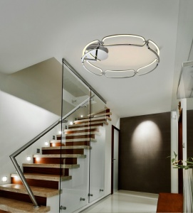 PLAFONIERA COLETTE, 80 CM, CROM/OPAL, DIN ALUMINIU SI SILICON, STIL MODERN