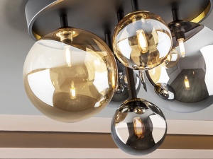 PLAFONIERA DARK, 45 CM, MULTICOLORA, DIN METAL SI STICLA, STIL MODERN - Img 3