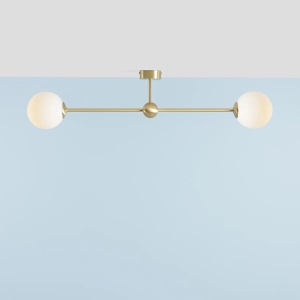 PLAFONIERA PEARL L, 2 BRATE, 14 CM, ALAMA/ALB, DIN STICLA SI METAL, STIL MODERN