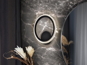 PLAFONIERA RING, 42 CM, NEGRU MAT/TRANSPARENT, DIN METAL, ALUMINIU SI ACRIL, STIL MODERN - Img 5