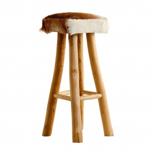 SCAUN DALLAS REF. 23824, CULOARE NATURALA, STIL SCANDINAV, DIN LEMN DE PIN RECICLAT SI PIELE NATURALA, VIC