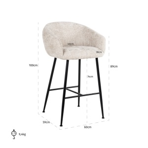 SCAUN DE BAR AVANTI NATURAL RENGADE, S4734, CONFECTIONAT DIN 100% POLIESTER, SPUMA SI METAL, RICHMOND INTERIORS - Img 3