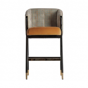 SCAUN DE BAR BRILLON REF. 28737, DIN LEMN MASIV, METAL SI CATIFEA, STIL MODERN, VIC - Img 2