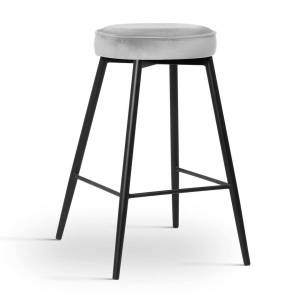 SCAUN DE BAR CIRCO, 60 CM, GRI/NEGRU, TAPITERIE DIN CATIFEA SI PICIOARE DIN METAL, STIL MODERN, ATR