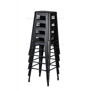 SCAUN DE BAR CU SEZUT DIN LEMN , PARIS, NEGRU, MEX - Img 2