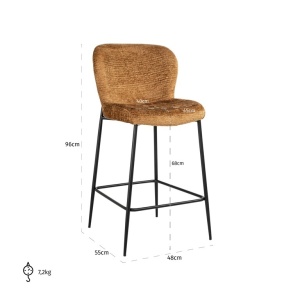 SCAUN DE BAR DARBY COGNAC FUSION 28, S4712, CONFECTIONAT DIN 100% POLIESTER SPUMA SI METAL, RICHMOND INTERIORS - Img 3
