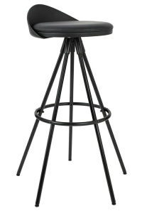 SCAUN DE BAR LANZA NEGRU, 76, CONFECTIONAT DIN METAL SI PIELE ECOLOGICA, STIL MODERN