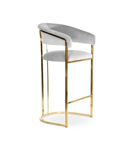 SCAUN DE BAR MARCILLE 2, 70 CM, GRI/AURIU, TAPITERIE DIN CATIFEA SI PICIOARE DIN METAL, STIL MODERN, ATR