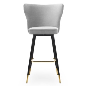 SCAUN DE BAR MODENA, 70 CM, GRI/NEGRU/AURIU, TAPITERIE DIN CATIFEA SI PICIOARE DIN METAL, STIL MODERN, ATR