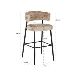 SCAUN DE BAR ROCHELLE SHEEP NATURE, S4761, CONFECTIONAT DIN POLIURETAN, LEMN RECICLAT SI METAL, RICHMOND INTERIORS - Img 3