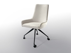 SCAUN DE BIROU DIANE, 88 CM, ALB/NEGRU MAT, TAPITERIE DIN STOFA FINA SI PICIOARE DIN METAL, STIL MODERN - Img 6