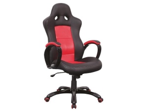 SCAUN DE BIROU DIRECTORIAL Q-029 NEGRU/ROSU STIL MODERN