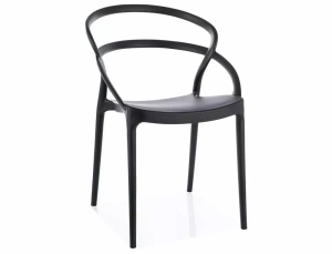 SCAUN DE TERASA GLIS, NEGRU, DIN POLIPROPILENA, STIL MODERN - Img 1