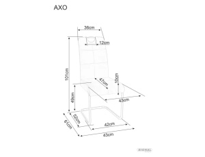 SCAUN DINING AXO, GRI 07/NEGRU MAT, TAPITERIE DIN STOFA BREGO SI PICIOARE DIN METAL, STIL MODERN - Img 5