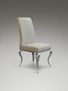 SCAUN DINING BARROQUE, 103 CM, BEJ/CROM, TAPITERIE DIN STOFA SI PICIOARE DIN METAL, STIL MODERN