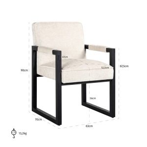SCAUN DINING BECK WHITE CHENILE 900, S4707, CONFECTIONAT DIN 100% POLIESTER SPUMA SI METAL, RICHMOND INTERIORS - Img 4