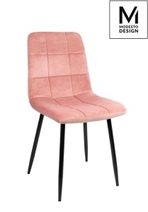 SCAUN DINING CARLO, ROZ PUDRA/NEGRU, CU TAPITERIE DIN CATIFEA, STIL MODERN