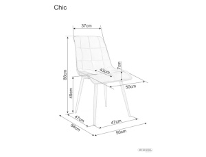 SCAUN DINING CHIC, GRI DESCHIS BLUVEL 03/NEGRU MAT, TAPITERIE DIN CATIFEA SI PICIOARE DIN METAL, STIL MODERN - Img 2